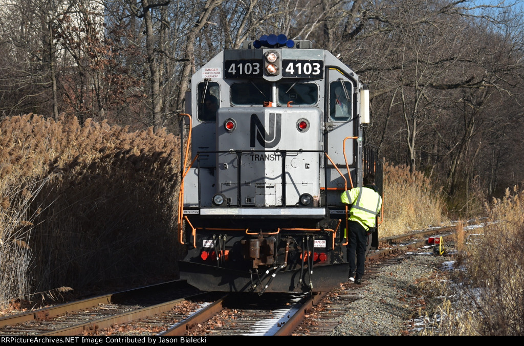 NJT locomotive working Whippany Line